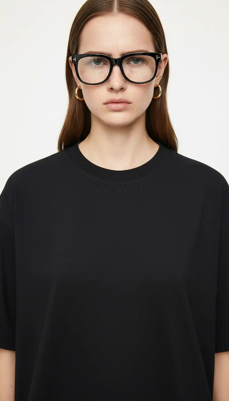 OverSize Fit Unisex Cotton T-shirt "I was Blind Black" - Street Society