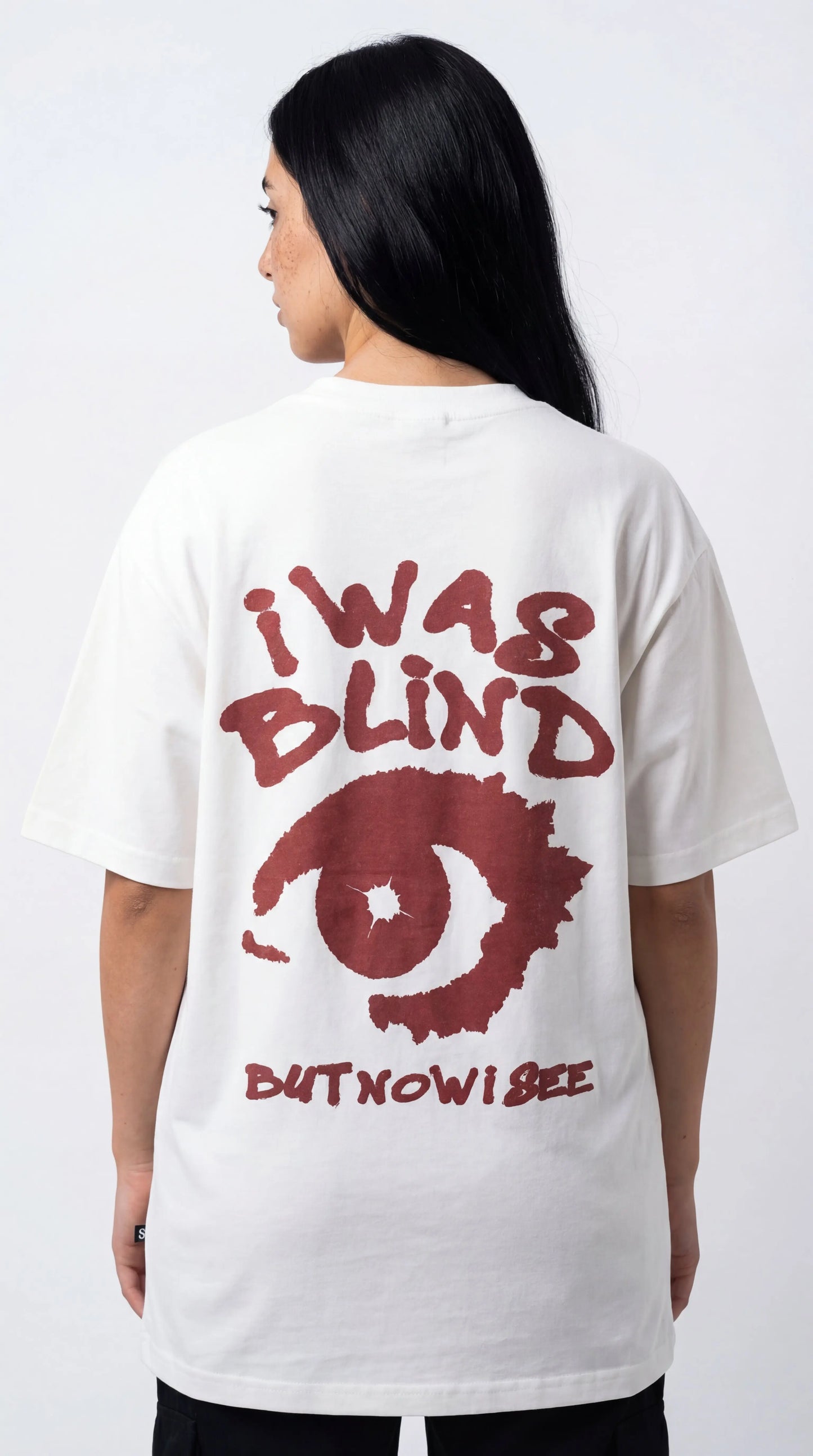 OverSize Fit Unisex Cotton T-shirt "I was Blind White" - Street Society
