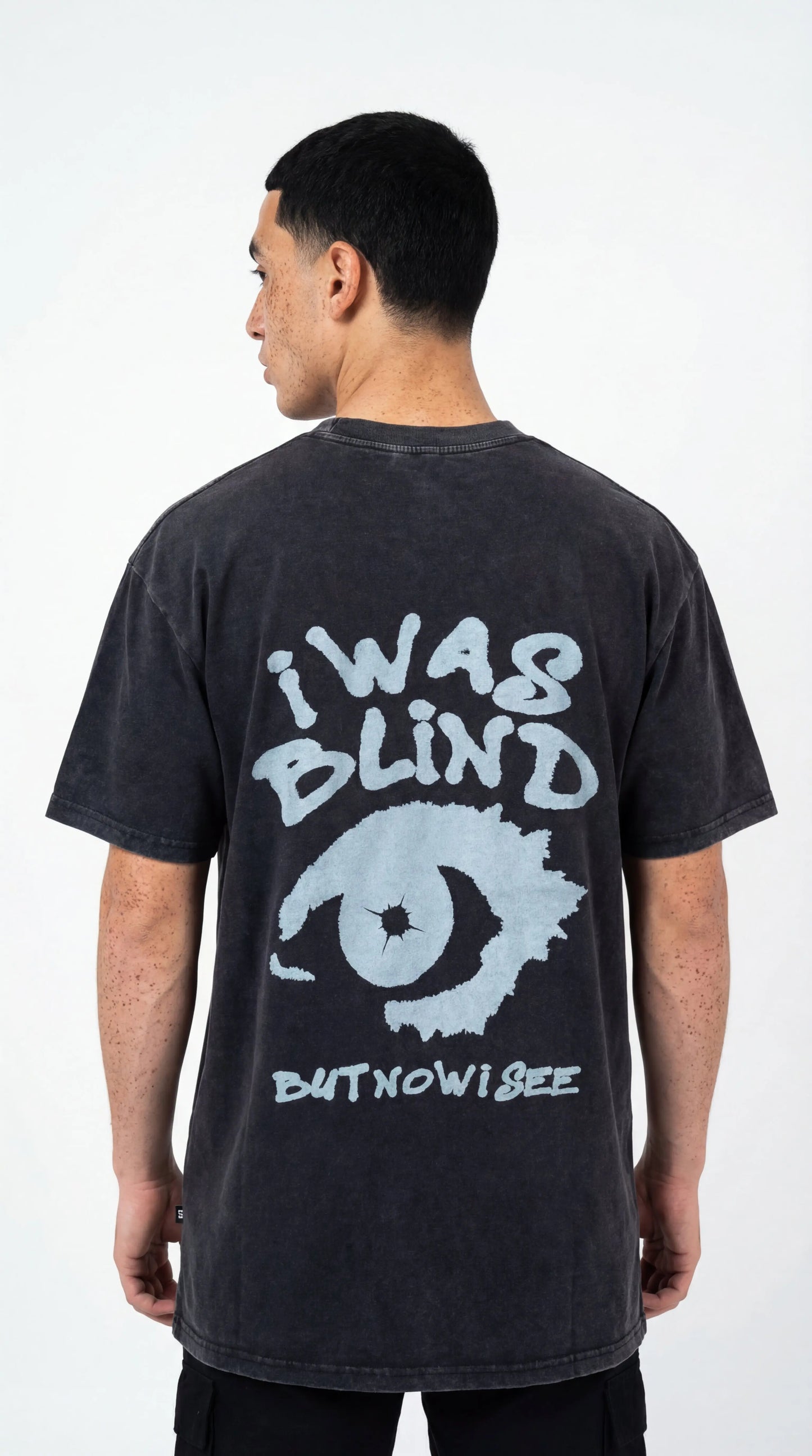 OverSize Fit Unisex Cotton T-shirt "I was blind Charcoal" - Street Society