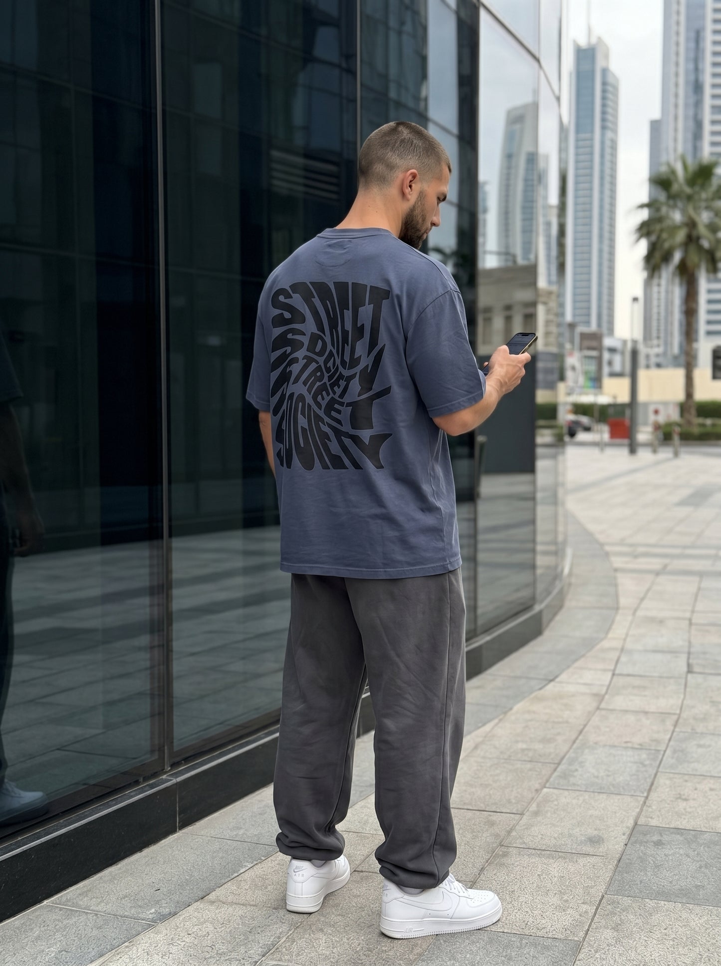 Street Society Blue - minimalist oversized tee