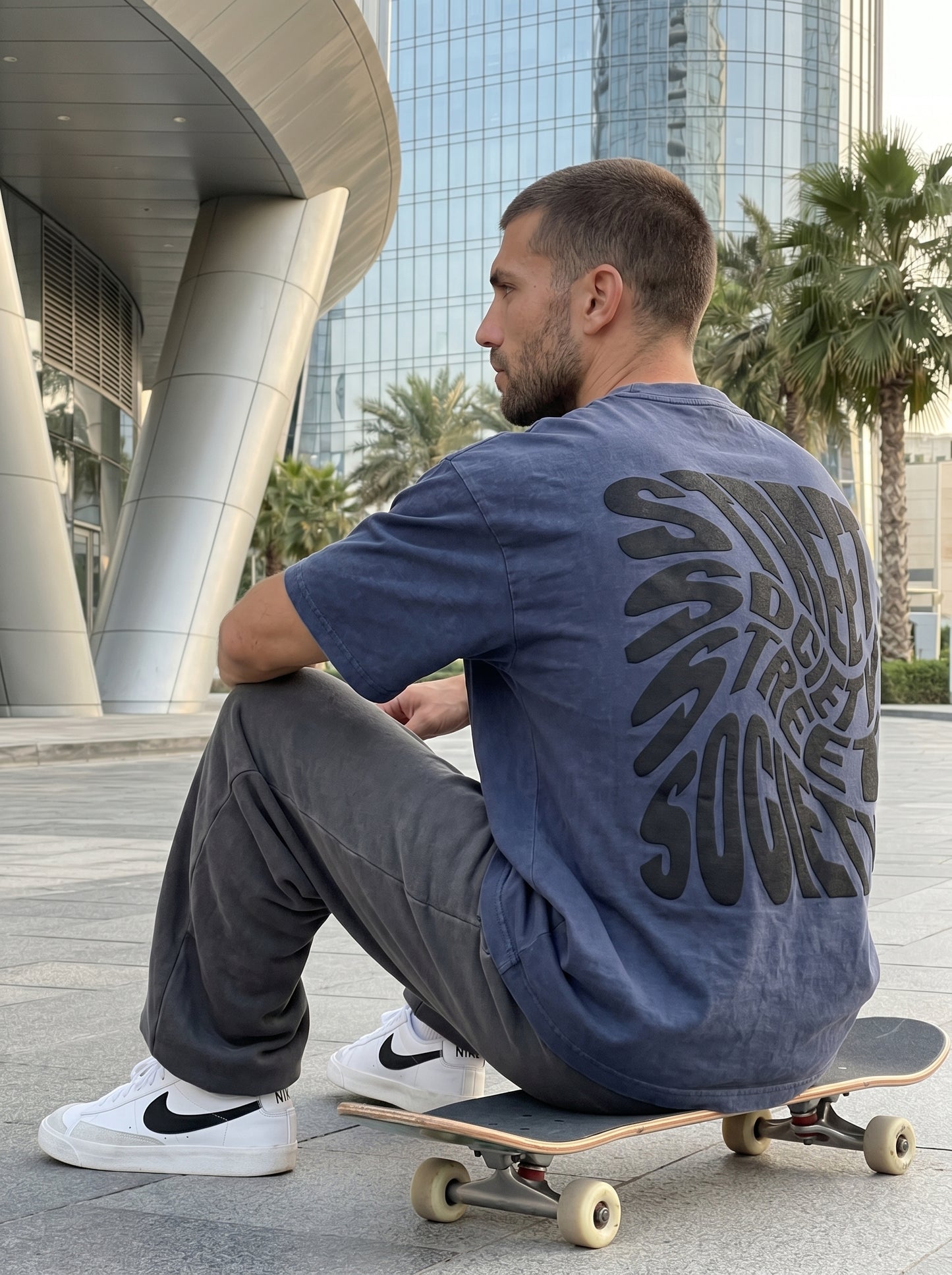 Street Society Blue - minimalist oversized tee