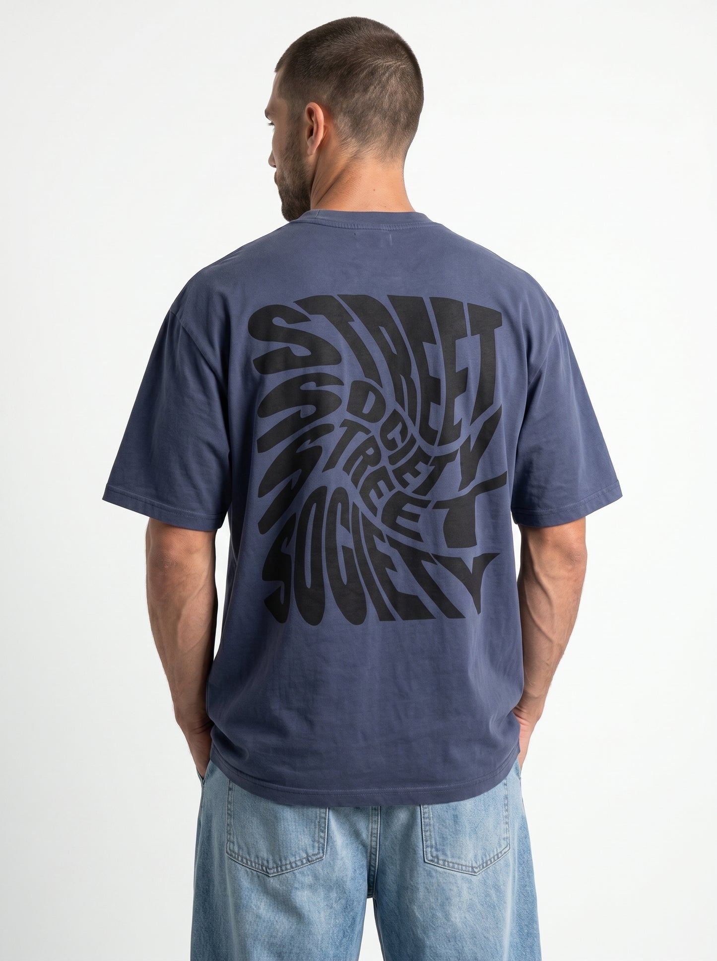 Street Society Blue - minimalist oversized tee