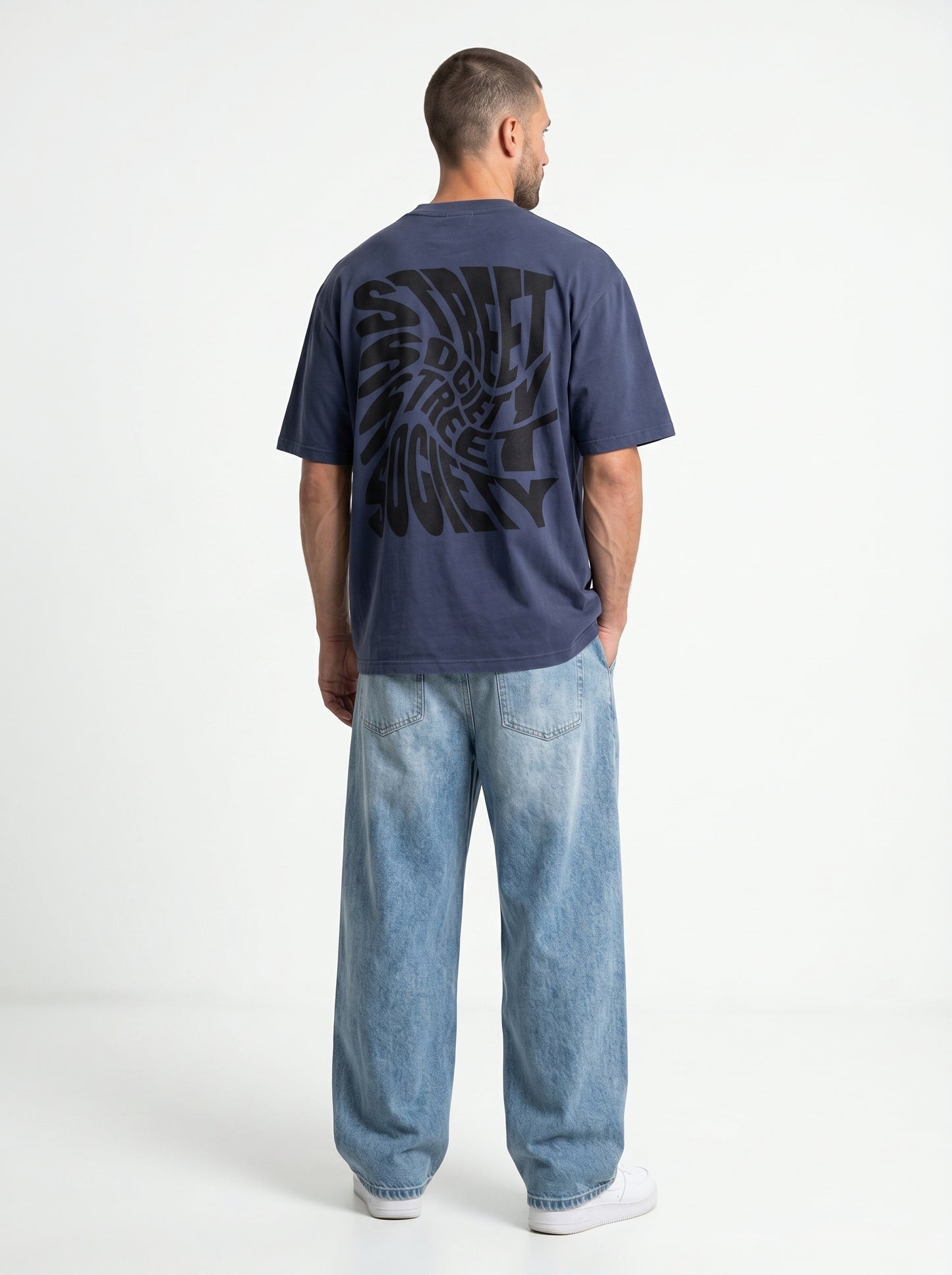 Street Society Blue - minimalist oversized tee