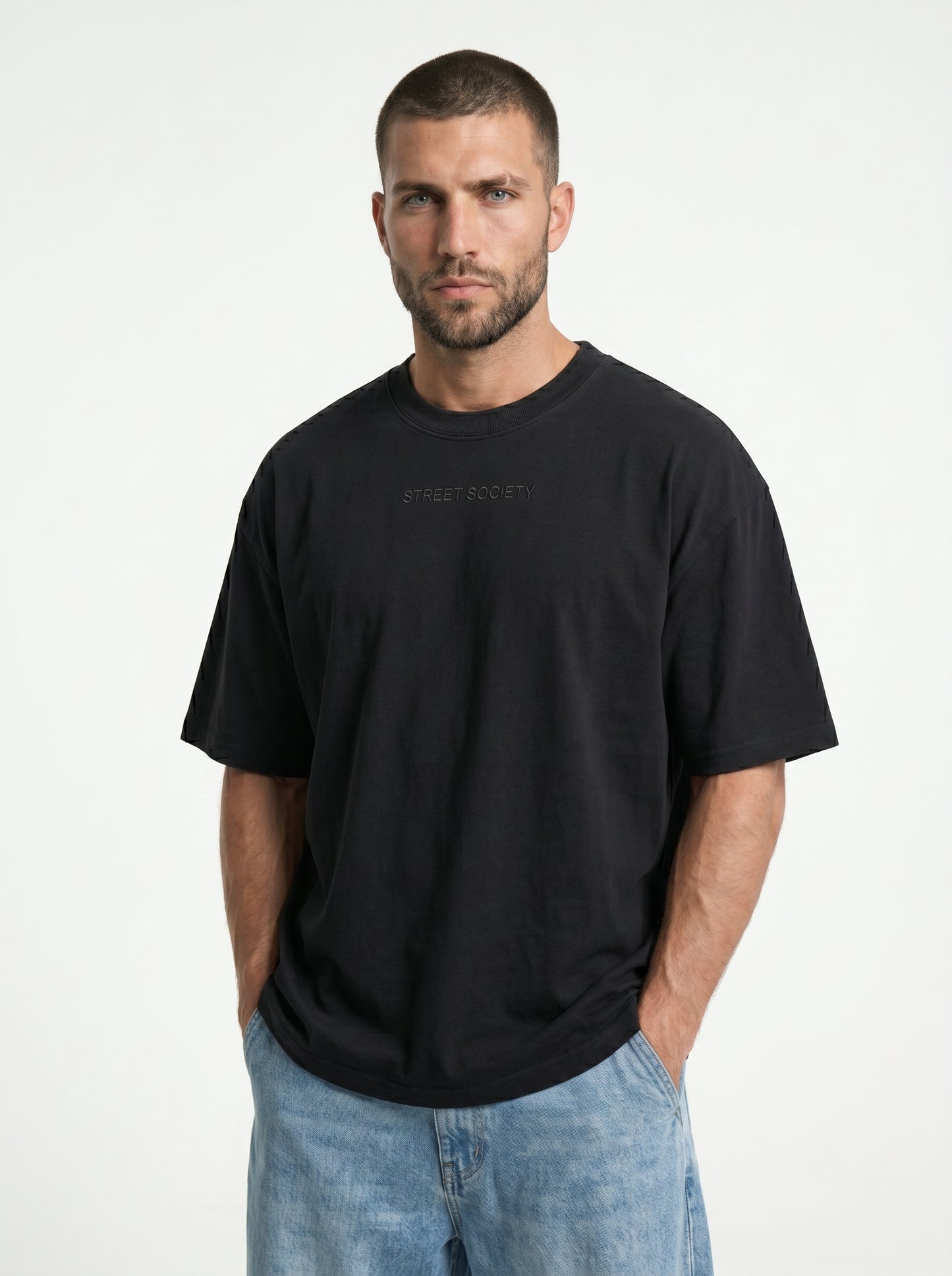 Street Society Black - minimalist oversized tee