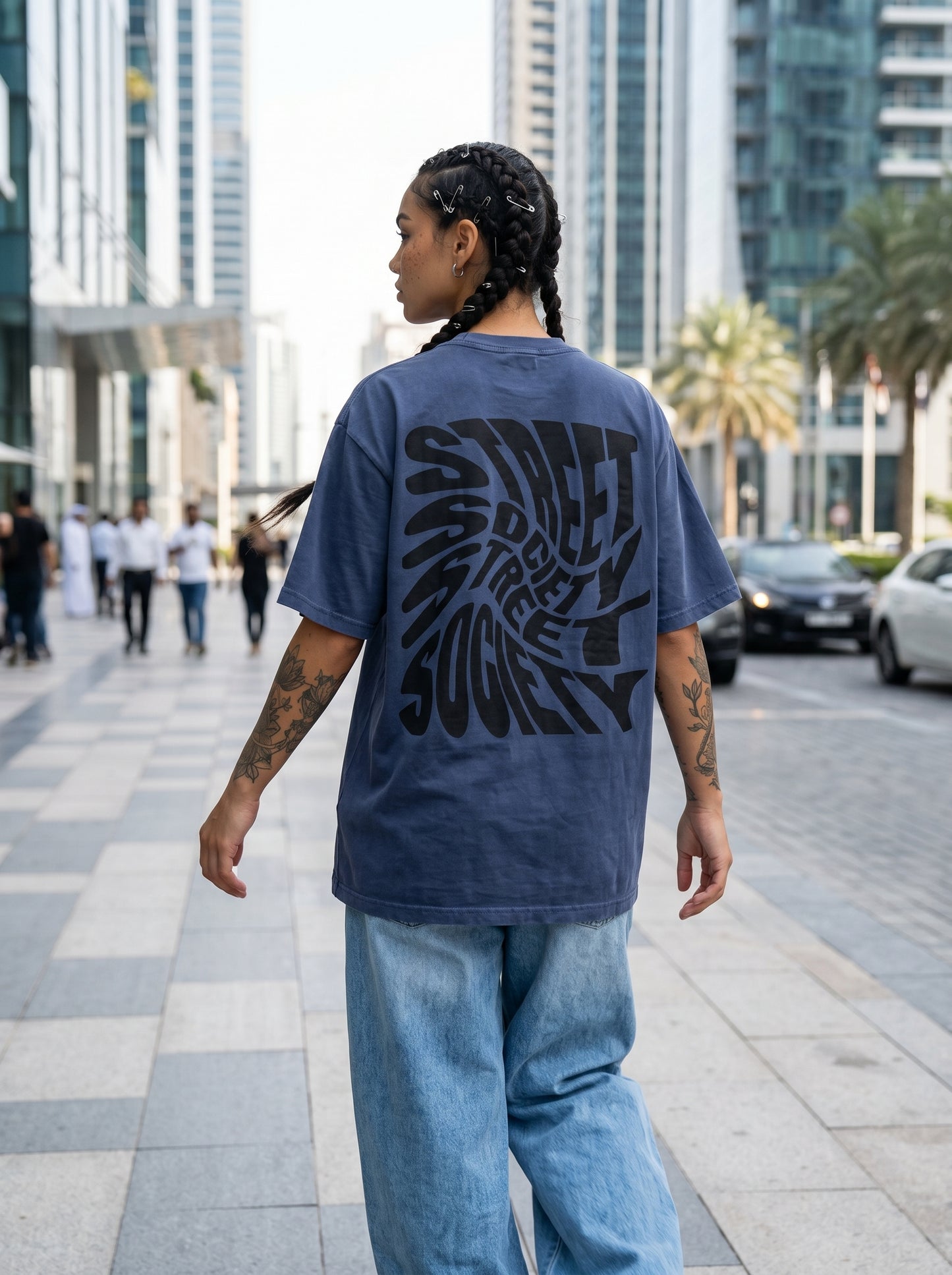 Street Society Blue - minimalist oversized tee