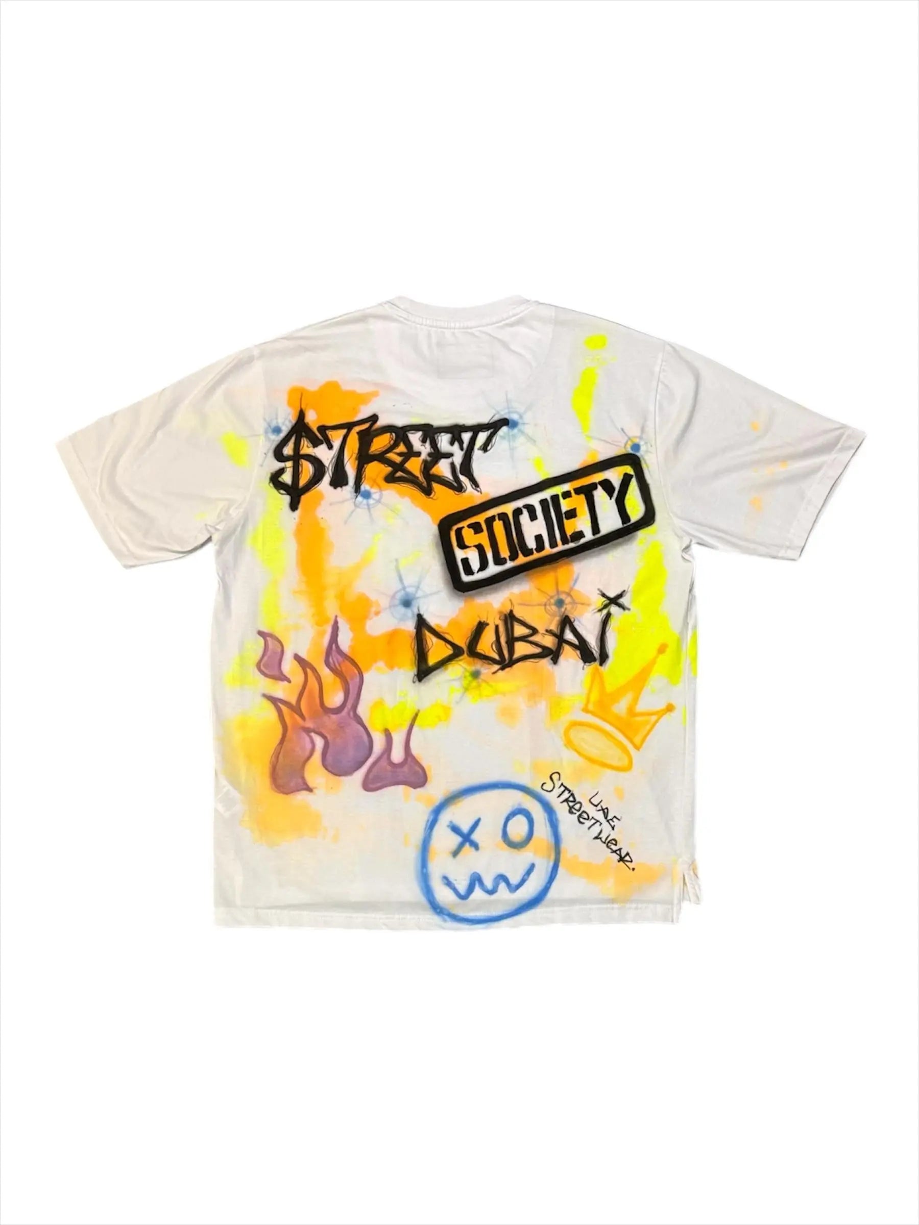 Hand painted Tee - Neon graffiti style Street Society