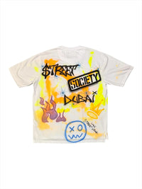 Hand painted Tee - Neon graffiti style Street Society