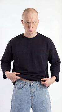 Unisex's loose-fit long denim shorts made from heavyweight, premium-quality denim. Designed with a relaxed silhouette for comfort and durability, featuring a unique design by Street Society.