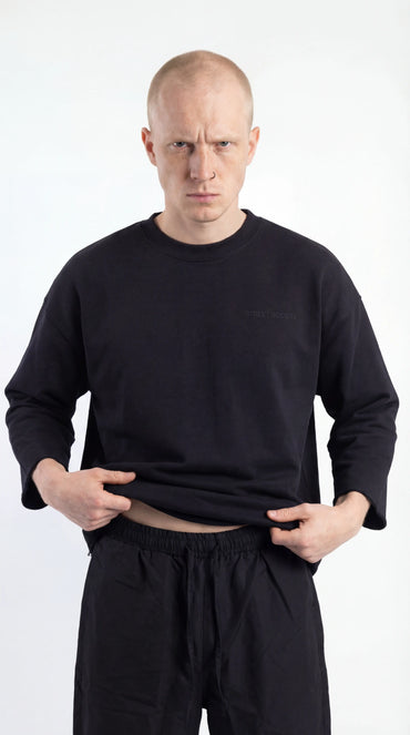 Loose Sleeves Unisex Sweater Black - Street Society