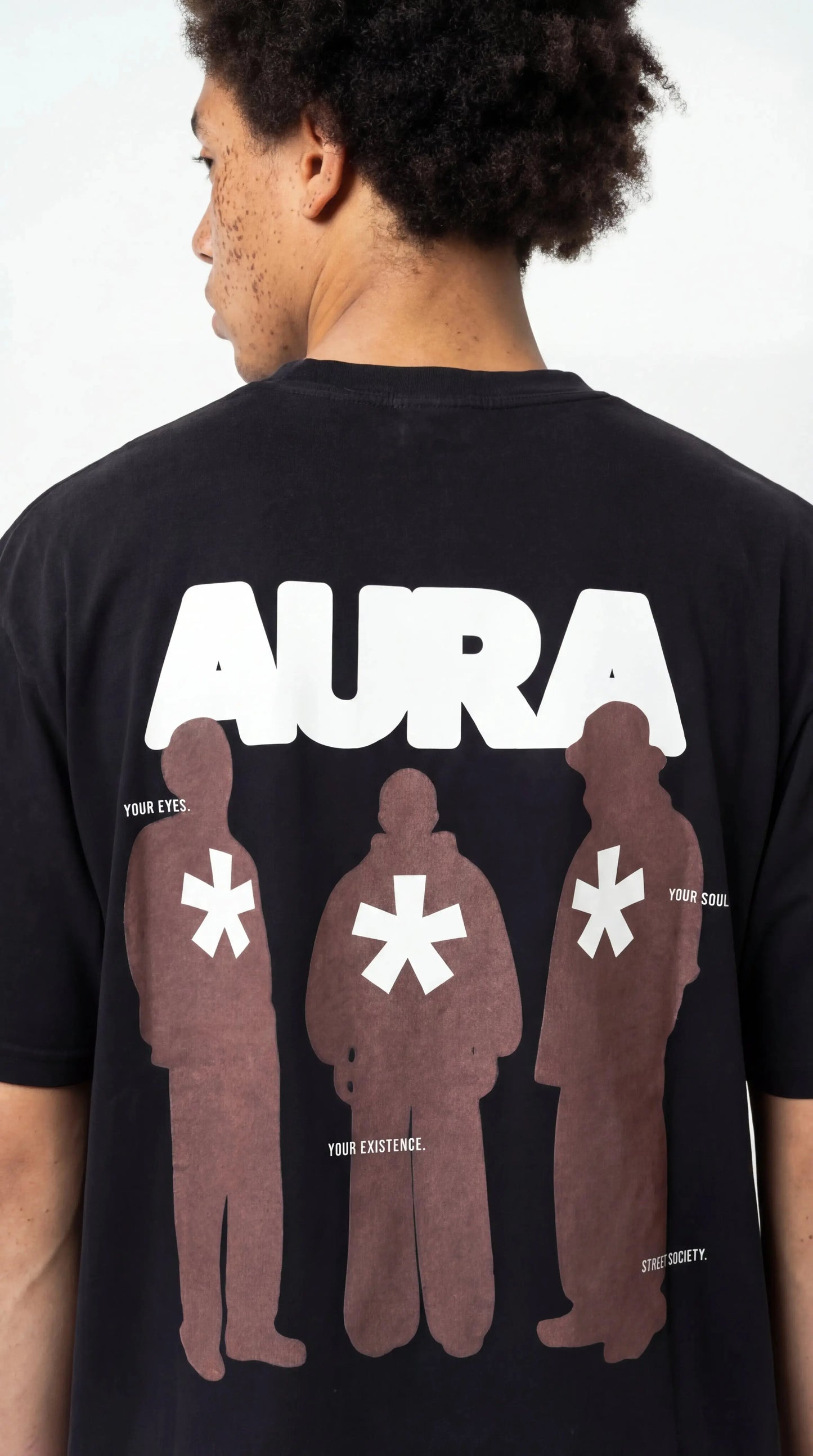 OverSize Fit Unisex Cotton T-shirt "Aura Black" - Street Society