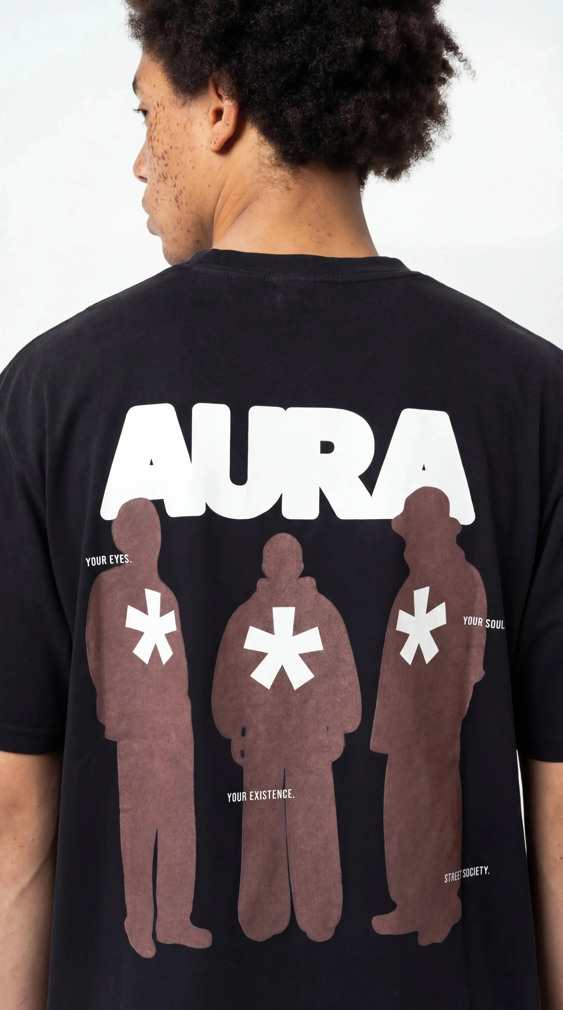 OverSize Fit Unisex Cotton T-shirt "Aura Black" - Street Society