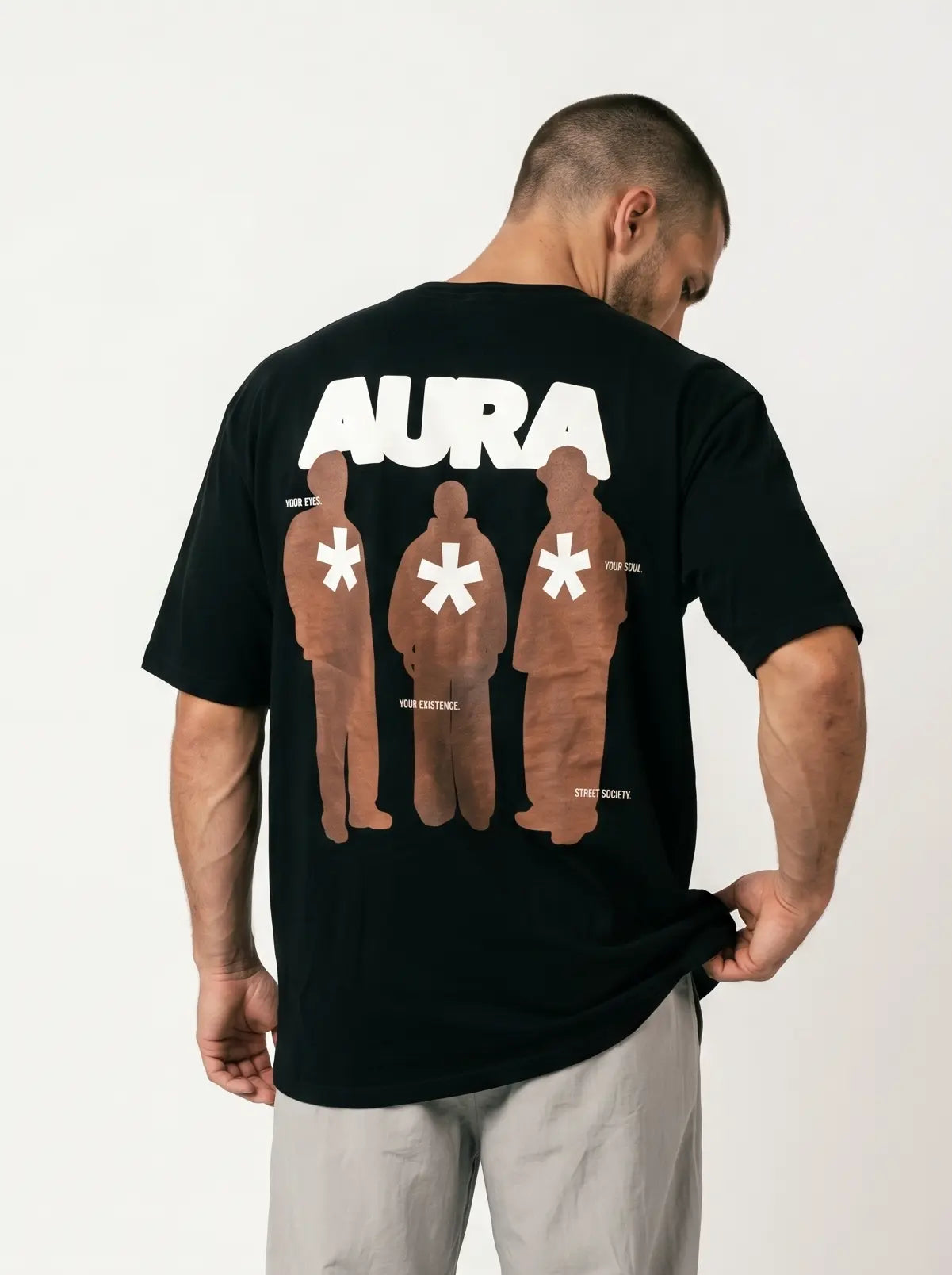 OverSize Fit Unisex Cotton T-shirt "Aura Black" Street Society
