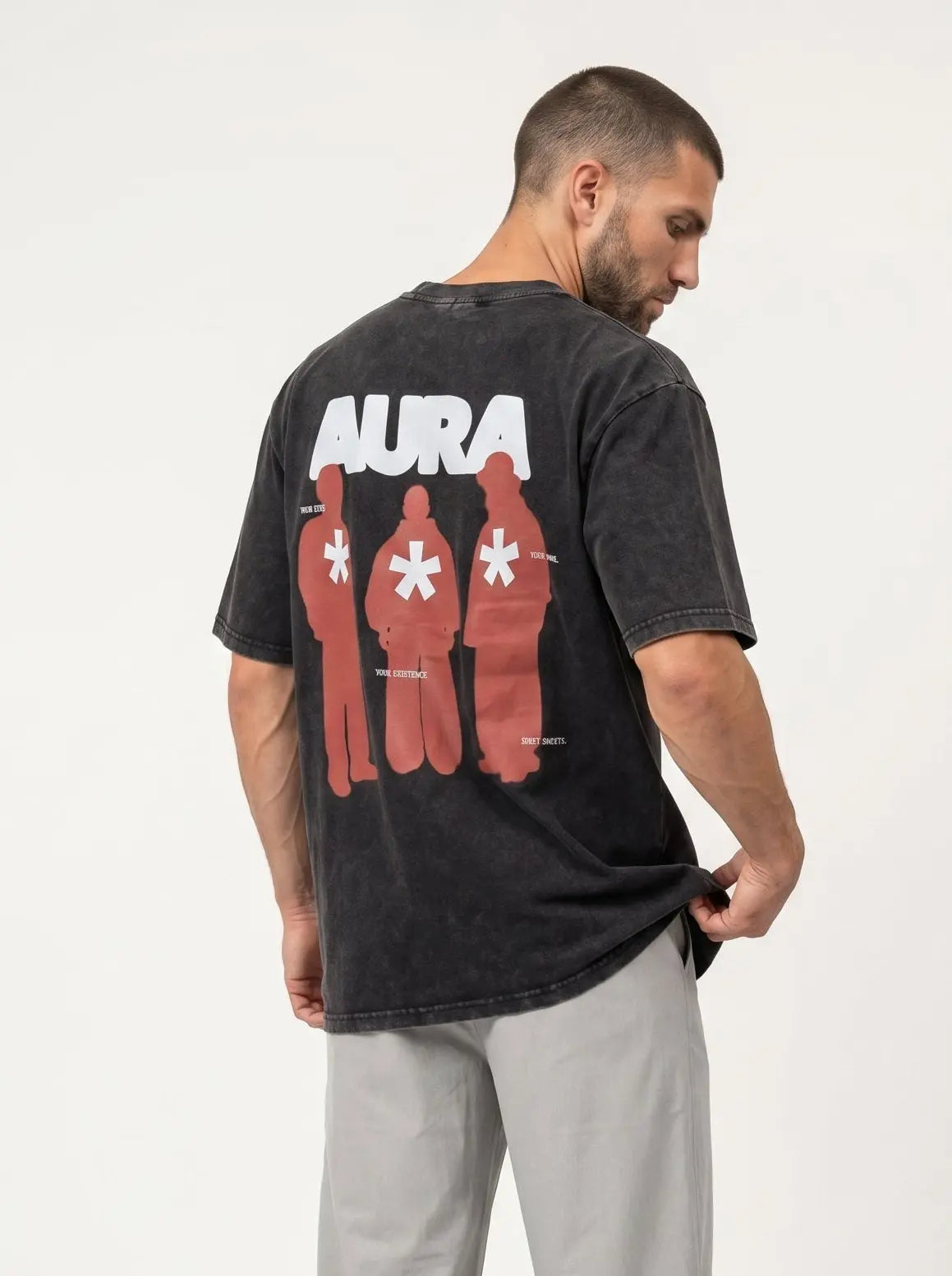 OverSize Fit Unisex Cotton T-shirt "Aura Charcoal'' Street Society