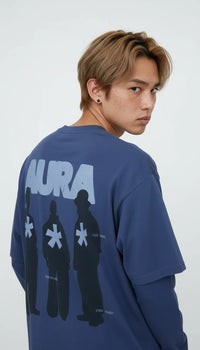 OverSize Fit Unisex Cotton T-shirt "Aura DarkBlue" - Street Society