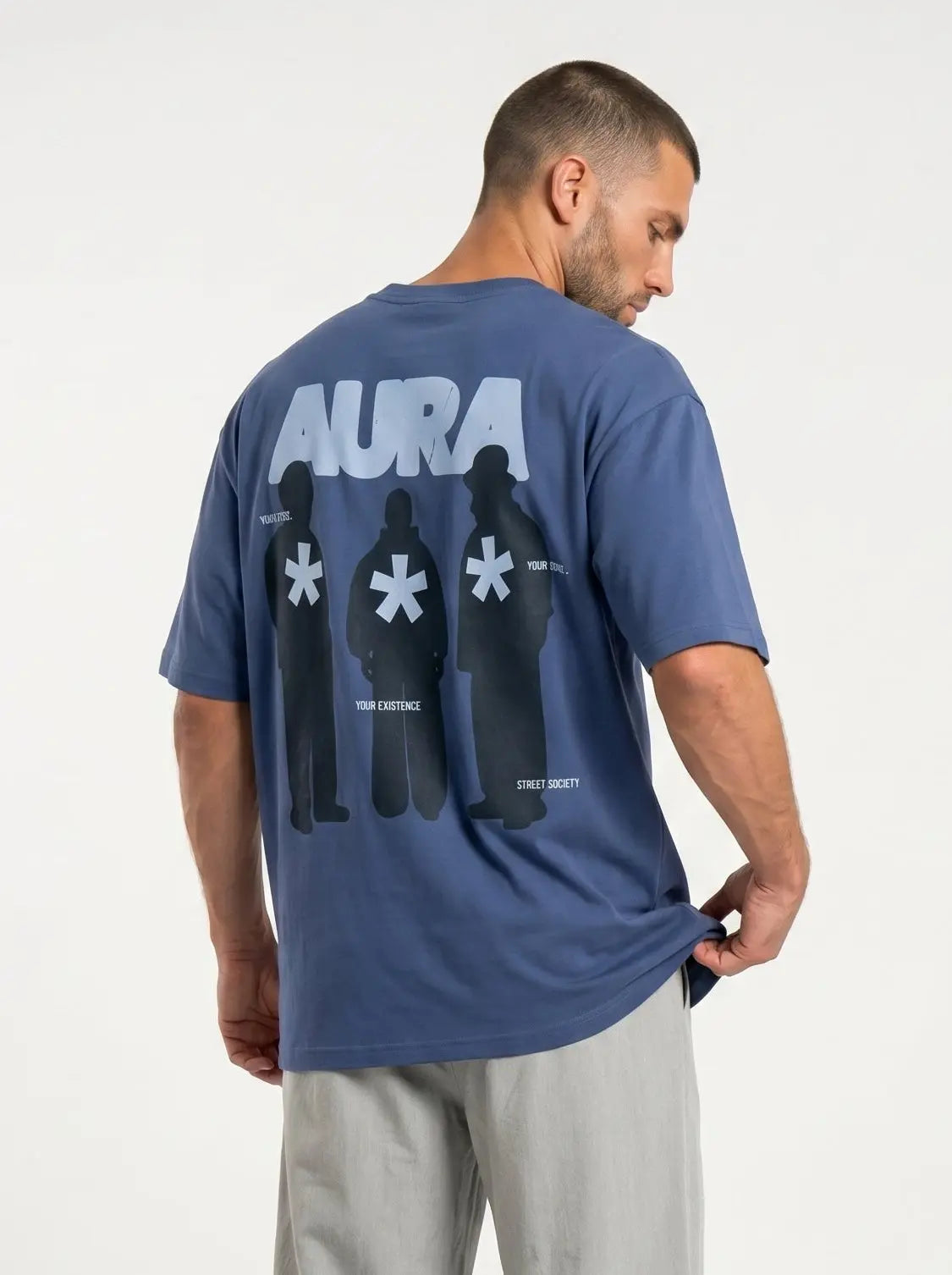 OverSize Fit Unisex Cotton T-shirt "Aura DarkBlue" Street Society