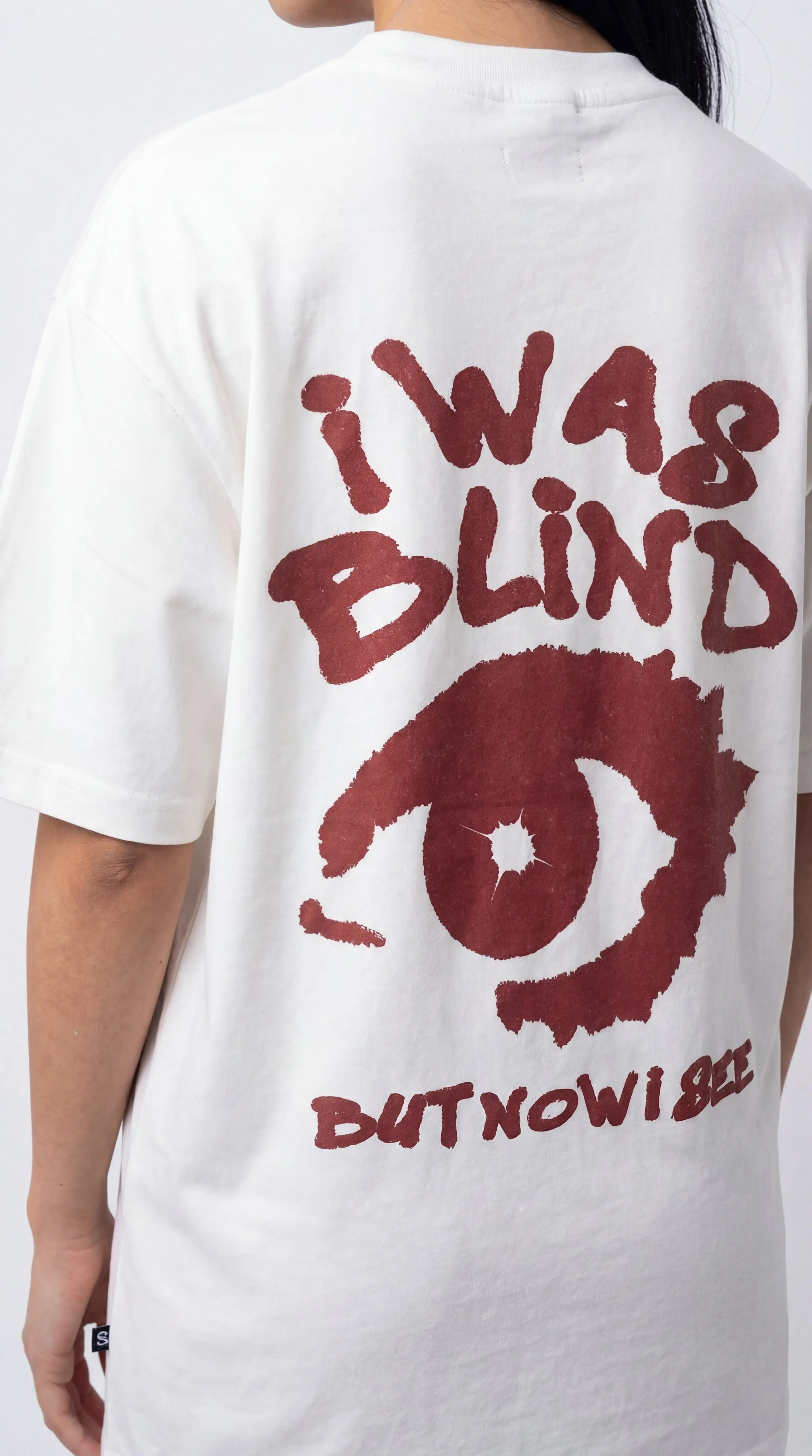 OverSize Fit Unisex Cotton T-shirt "I was Blind White" - Street Society