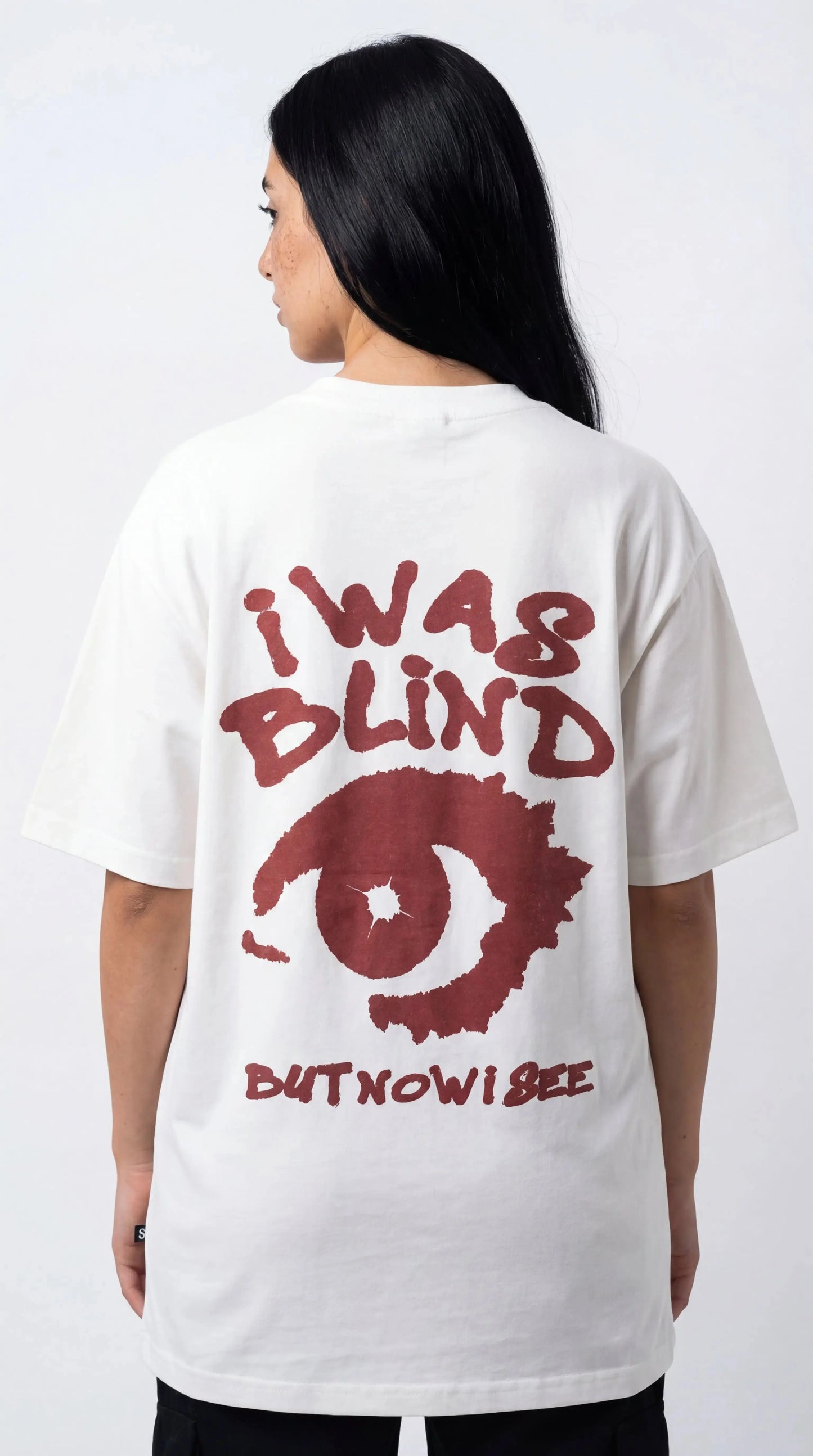 OverSize Fit Unisex Cotton T-shirt "I was Blind White" - Street Society