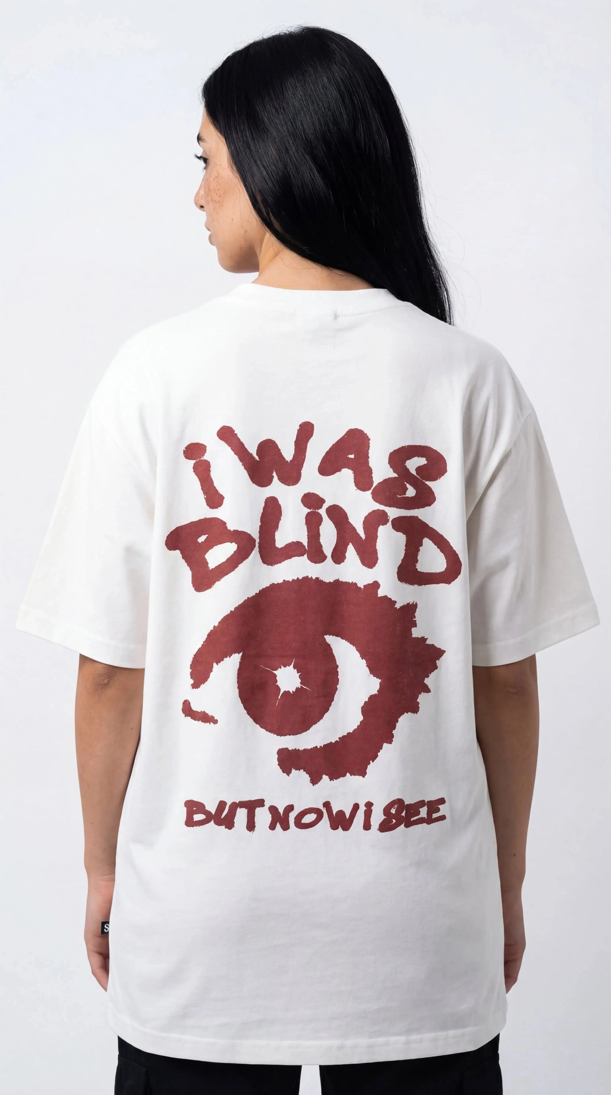 OverSize Fit Unisex Cotton T-shirt "I was Blind White" - Street Society