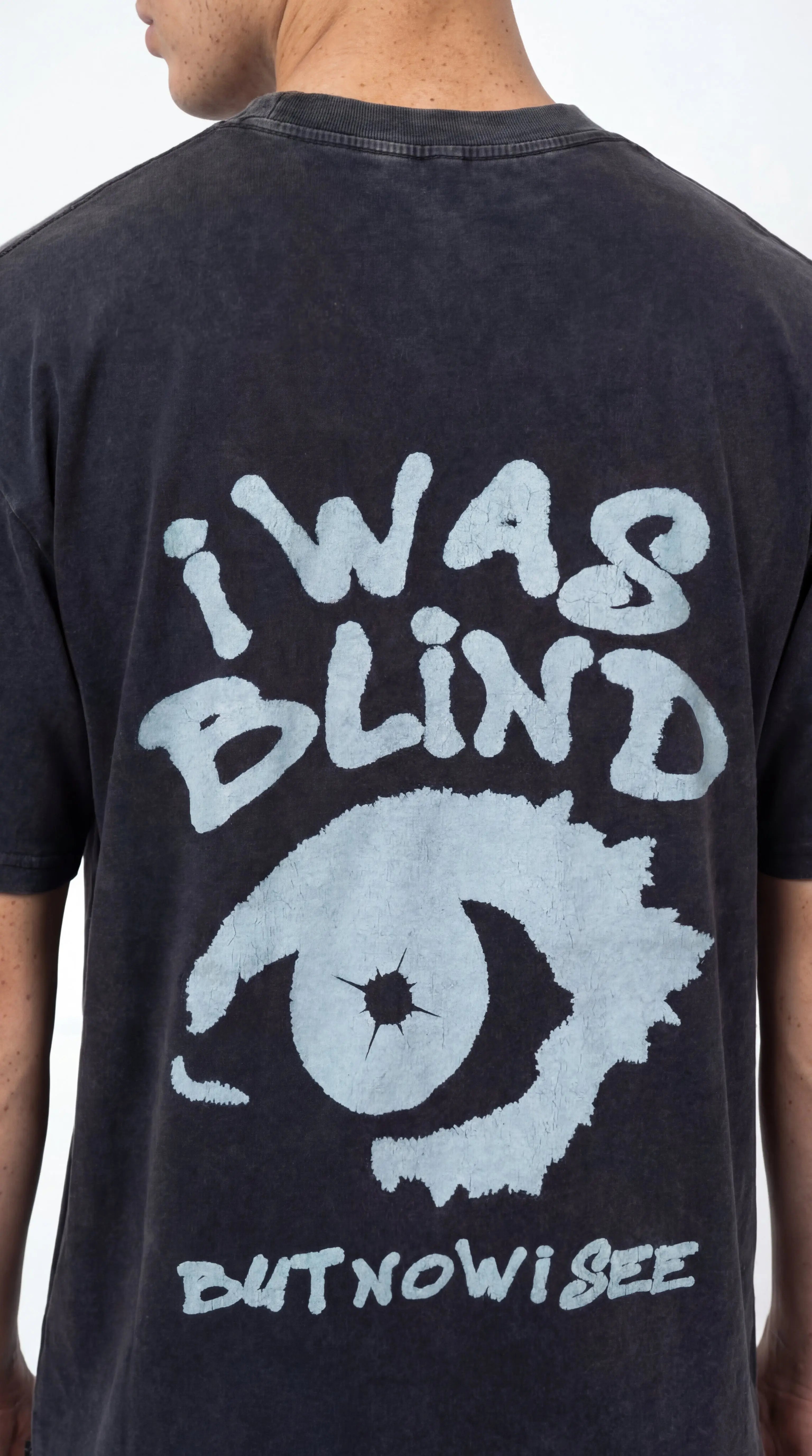 OverSize Fit Unisex Cotton T-shirt "I was blind Charcoal" - Street Society