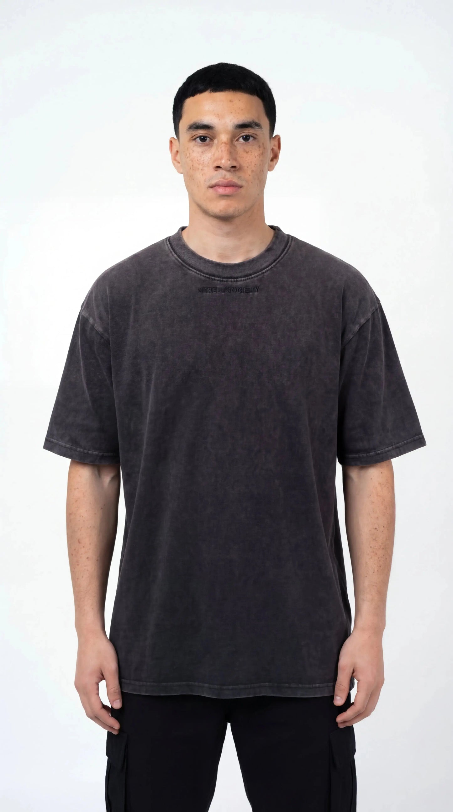 OverSize Fit Unisex Cotton T-shirt "I was blind Charcoal" - Street Society