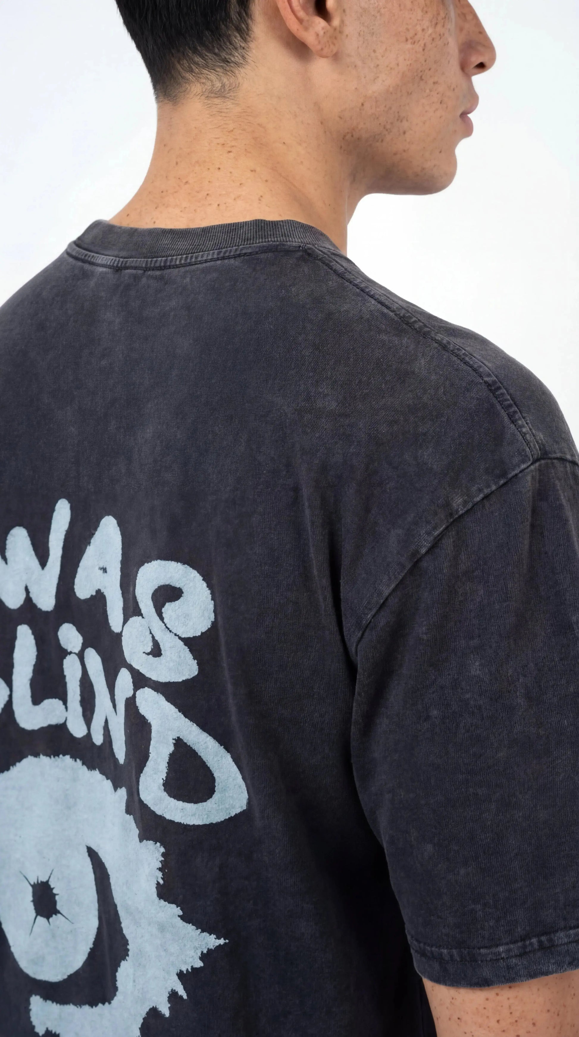 OverSize Fit Unisex Cotton T-shirt "I was blind Charcoal" - Street Society