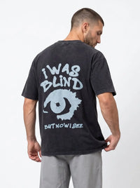 OverSize Fit Unisex Cotton T-shirt "I was blind Charcoal" Street Society