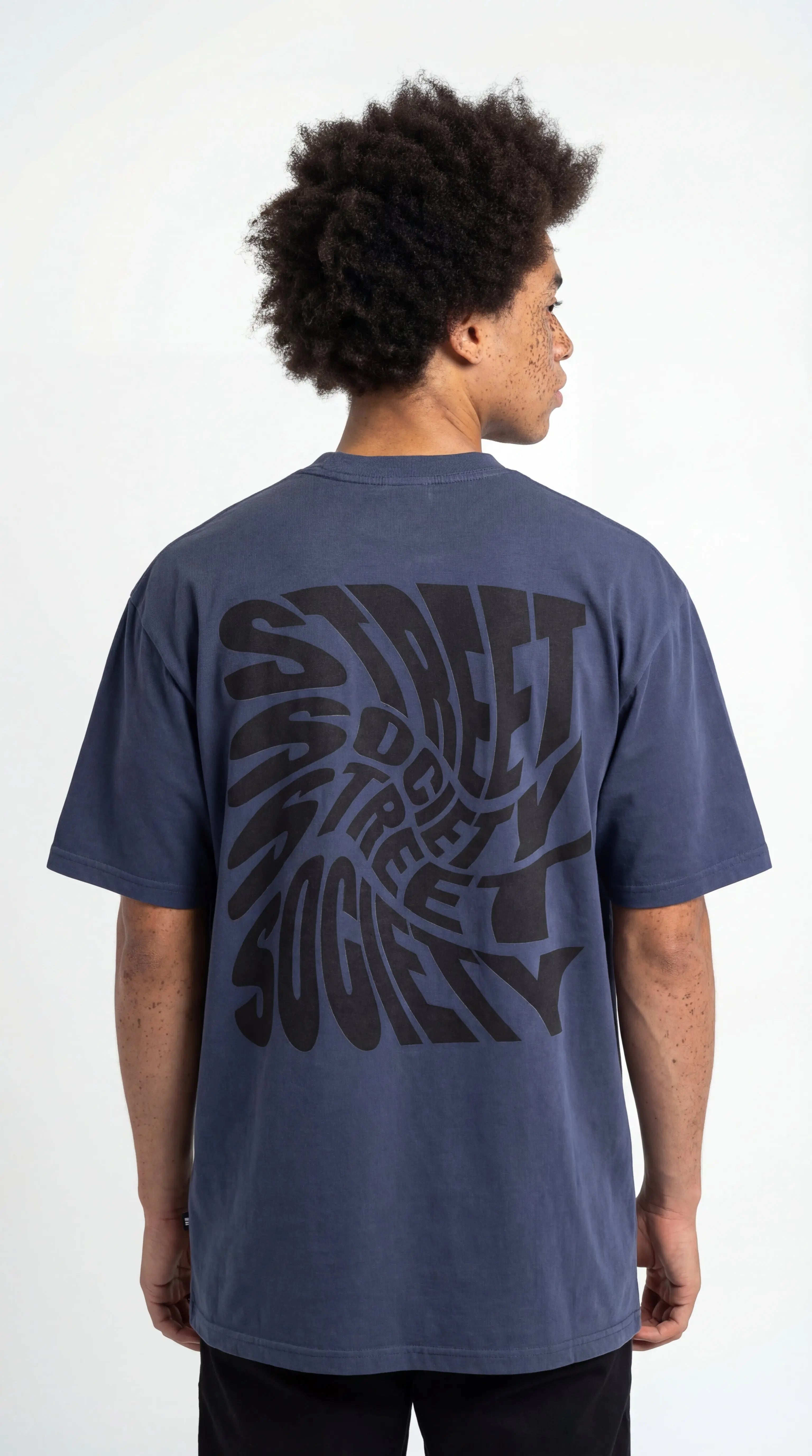 OverSize Fit Unisex Cotton T-shirt "StreetSociety DarkBlue" - Street Society