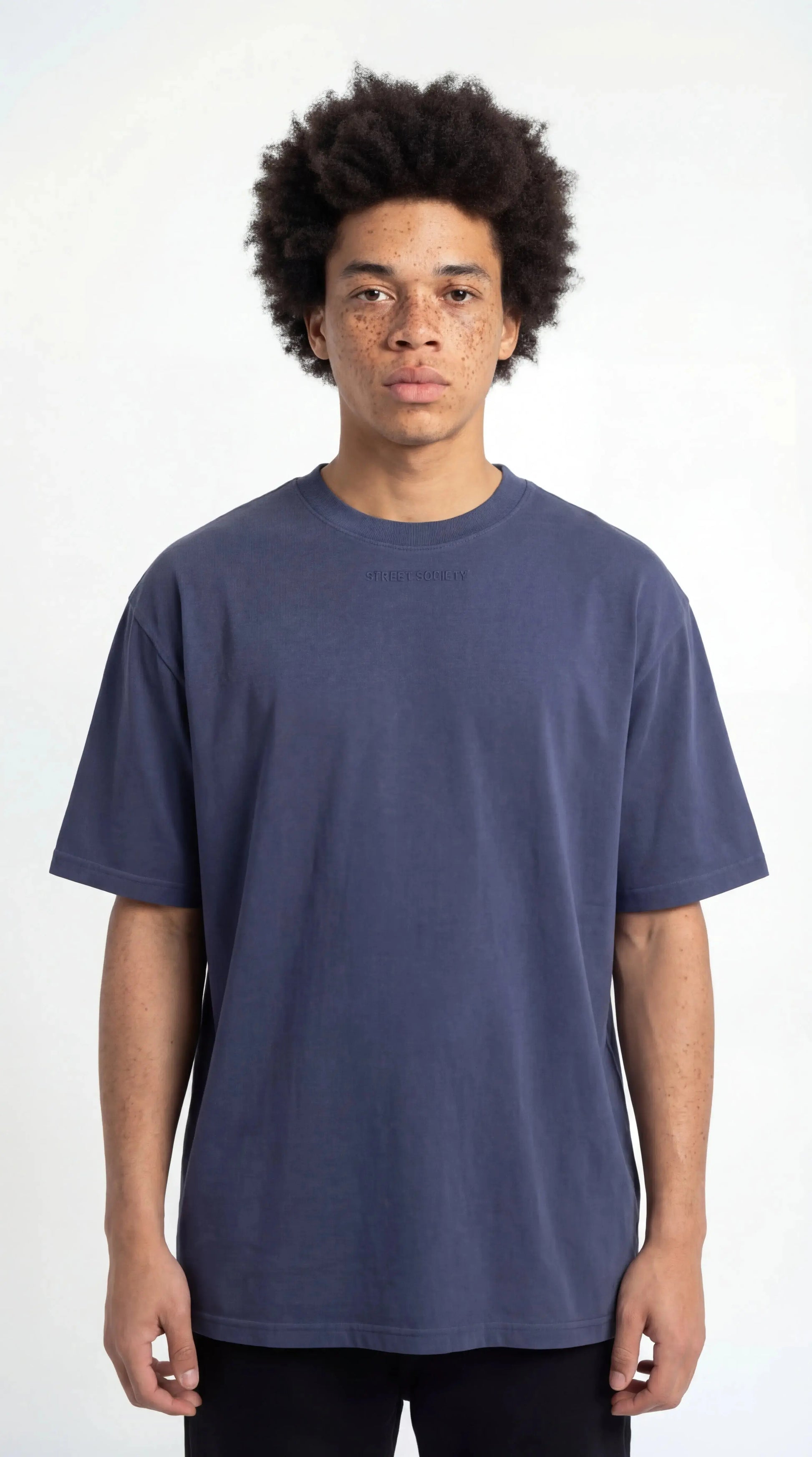OverSize Fit Unisex Cotton T-shirt "StreetSociety DarkBlue" - Street Society