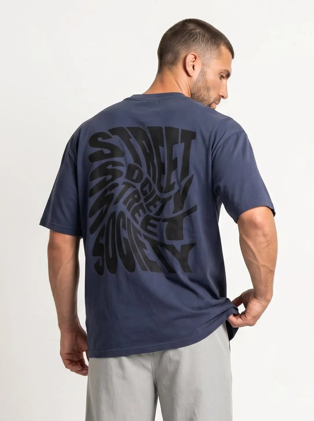 OverSize Fit Unisex Cotton T-shirt "StreetSociety DarkBlue" Street Society