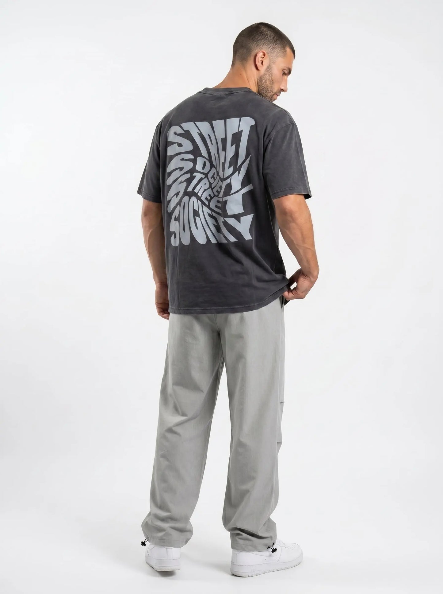 OverSize Fit Unisex Cotton T-shirt "Swirl Charcoal" Street Society