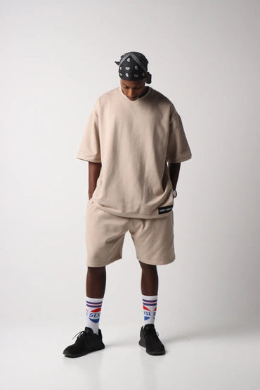 Timeless Beige Outfit Set – T-Shirt & Shorts - Street Society