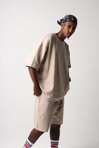 Timeless Beige Outfit Set – T-Shirt & Shorts - Street Society